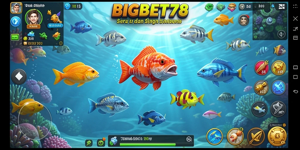 Tampilan gameplay seru dari BIGBET78 dengan aksi menembak ikan.