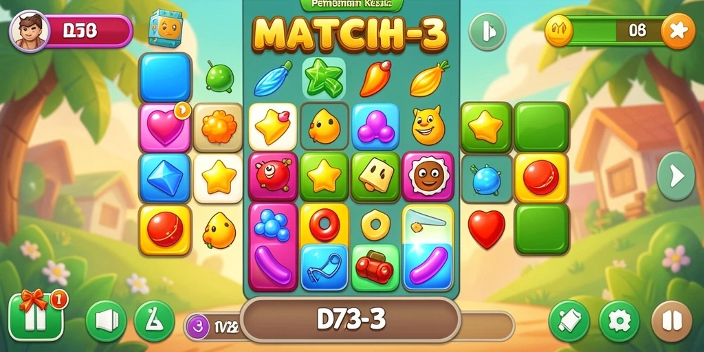 Tangkapan layar D73 menampilkan gameplay seru yang mengasyikkan dalam kategori Match-3.