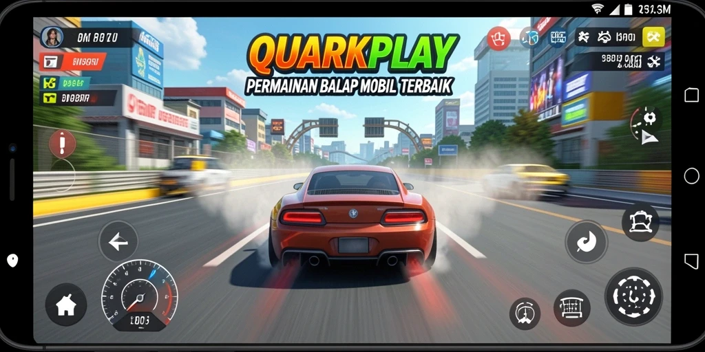 Tampilan gameplay balap mobil yang mendebarkan di QUARKPLAY.