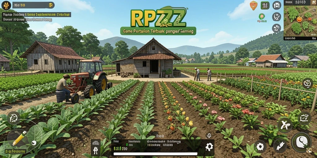 Tampilan screenshot menunjukkan aktivitas bertani yang seru di RPZZZ.